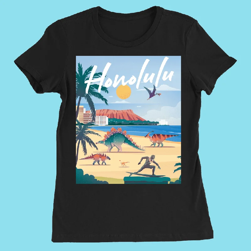 Women Honolulu T-Shirt Houndstooth Herringbone Solid