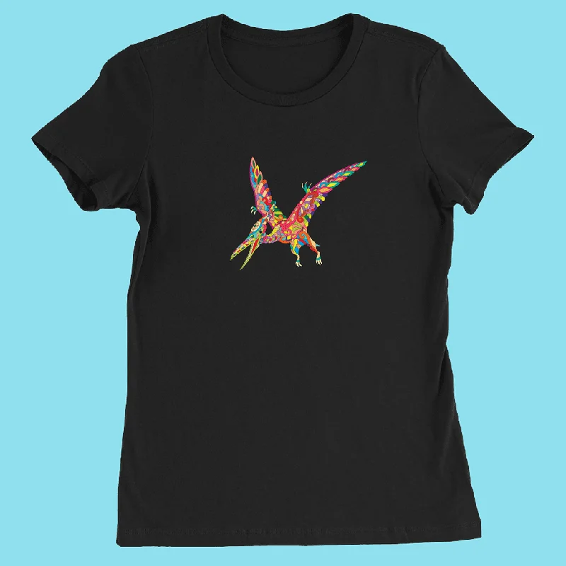 Women Pterodactyl Zentangle T-Shirt Terry Blend Velvet Blend Canvas Blend