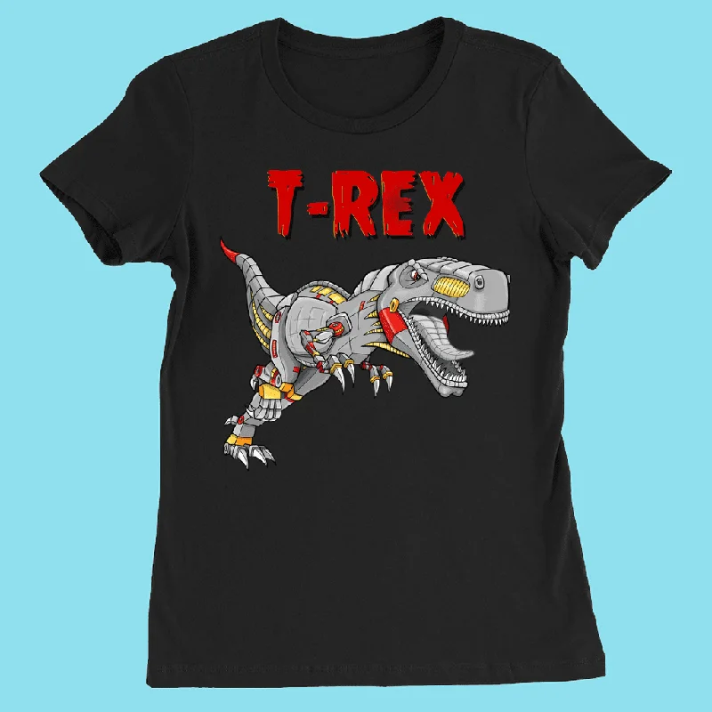 Women Robot T-Rex T-Shirt Chenille Blend Fleece Blend Nylon Blend