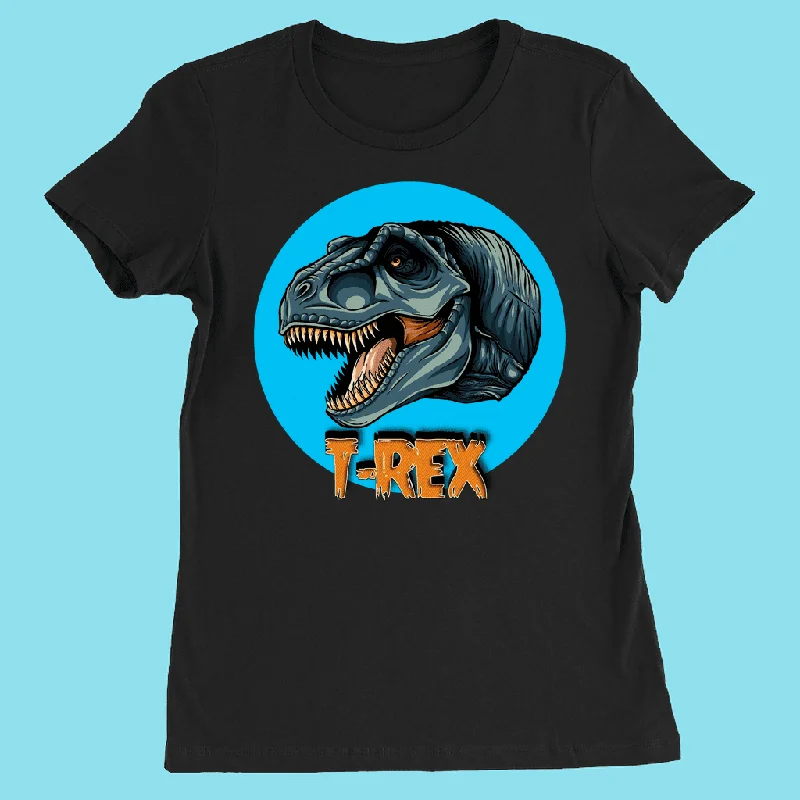 Women T-rex Head T-Shirt V-Neck T-Shirt Long Sleeve Cotton