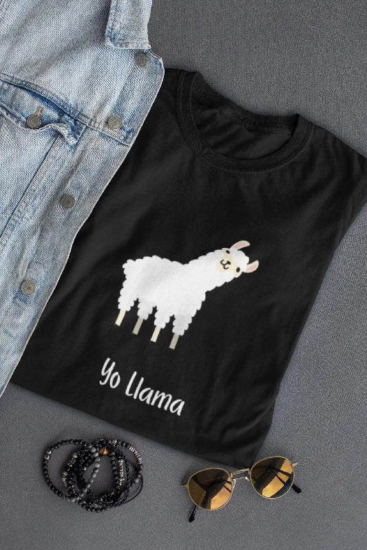 Yo Llama - Unisex Lllama Tee Ribbed T-Shirt High Neck Heavyweight