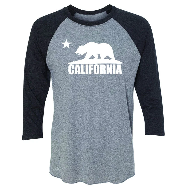 Zexpa Apparel California Bear White Star 3/4 Sleevee Raglan Tee State Flag Cali CA Tee Polka Dot Checkered Tartan