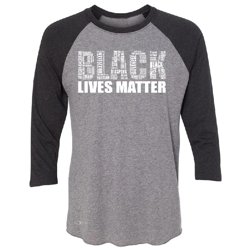 Zexpa Apparelâ„¢ Black Lives Matter 3/4 Sleevee Raglan Tee Freedom Civil Rights Political Tee Anti-Shrink Durable Soft