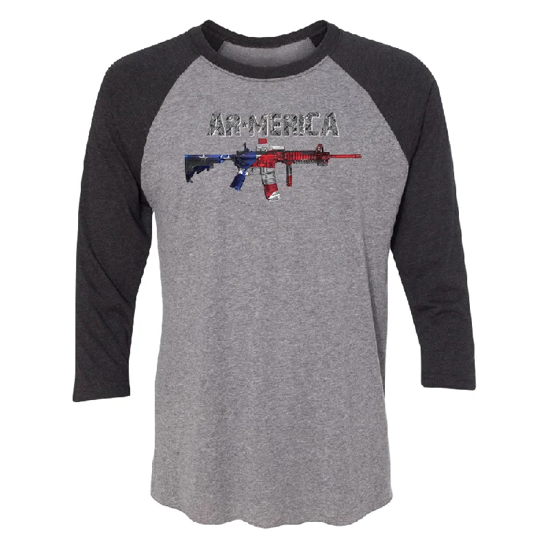 Zexpa Apparel™ AR-MERICA 2nd Amendment Keep & Bear Arms 3/4 Raglan Tee Layered Multi-layer Single Layer