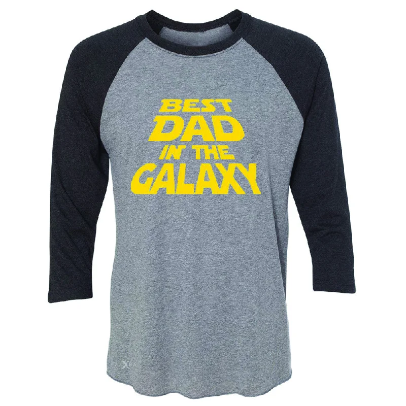 Zexpa Apparel™ Best Dad In The Galaxy 3/4 Sleevee Raglan Tee Father's Day Tee Knit Fabric Woven Fabric Fleece Fabric