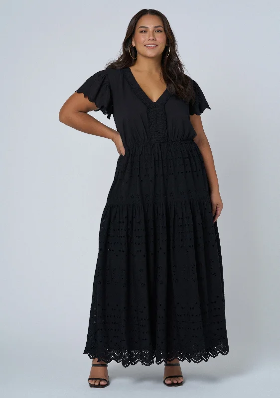 Allegra Broderie Maxi Dress Stylish Empire Waist Maxi Dress