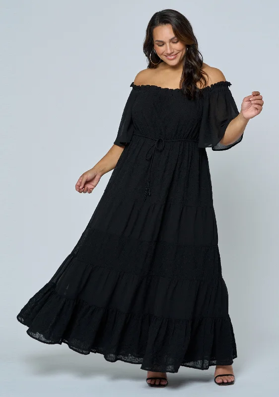 High Voltage Maxi Dress Elegant Maxi Dress with Drapes