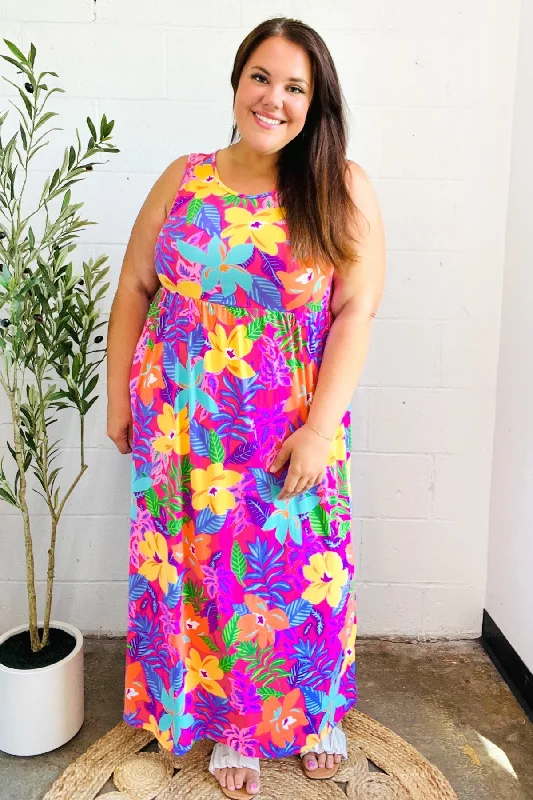 Diva Dreams Multicolor Tropical Floral Fit & Flare Maxi Dress Stylish Longline Maxi Dress