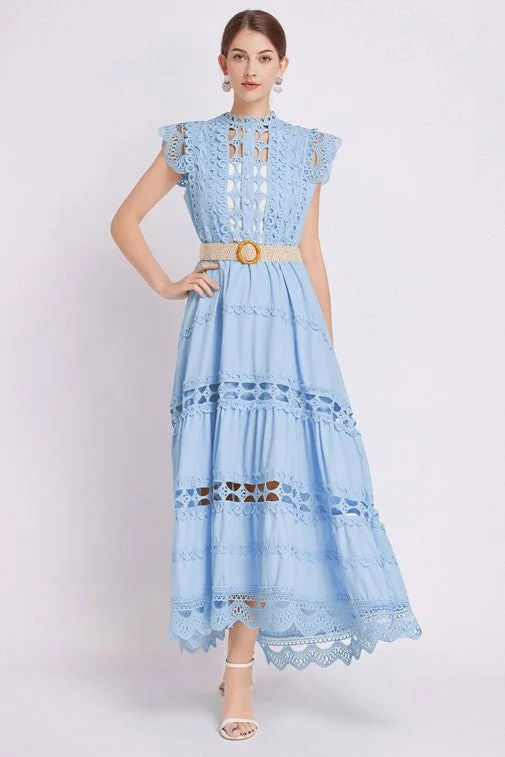 By Claude Embroidered Tiered Maxi DRESS Fashionable Chiffon Maxi Dress