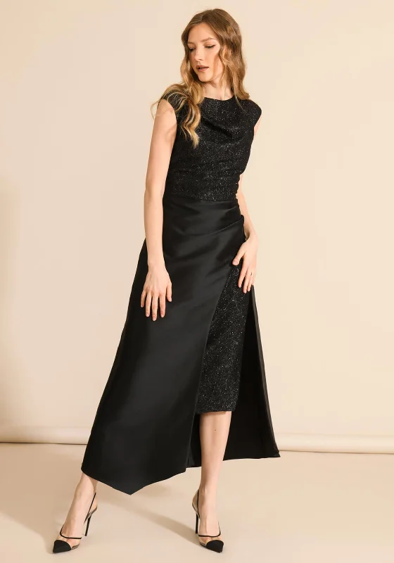 Caroline Kilkenny Sparkle Levi Maxi Dress, Black Elegant Silk Maxi Dress