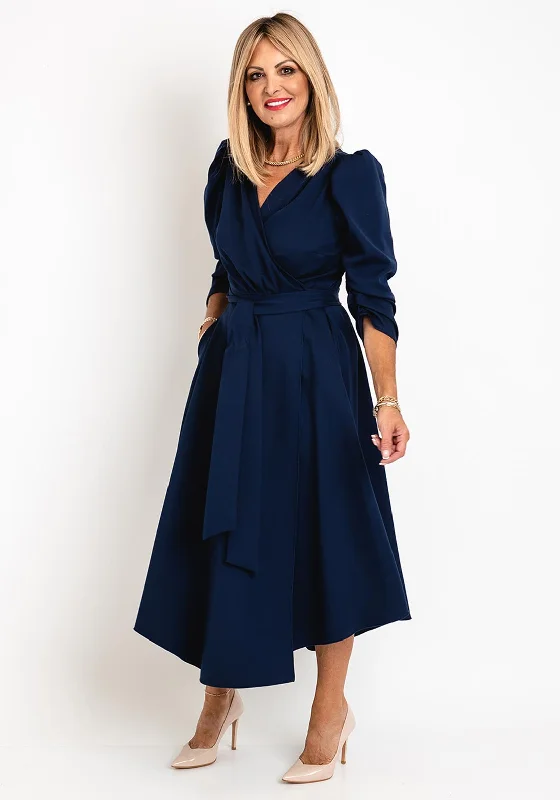 Coco Doll Emo Wrap Maxi Dress, Navy Trendy A-Line Maxi Dress