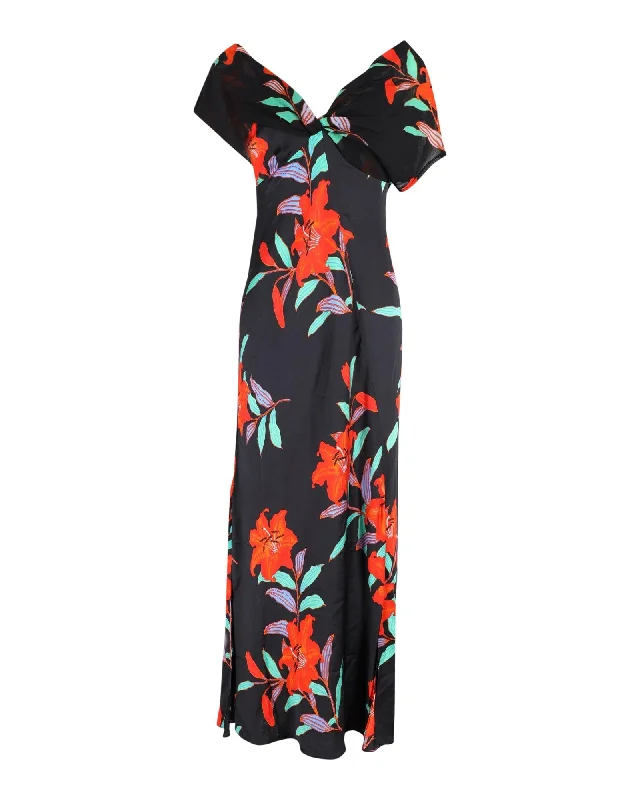 Floral Printed Silk Maxi Dress by Diane Von Furstenberg Elegant Velvet Maxi Dress