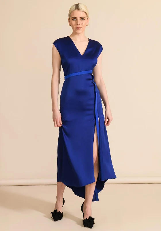 Caroline Kilkenny Satin Max Maxi Dress, Blue Cozy Spaghetti Strap Maxi Dress