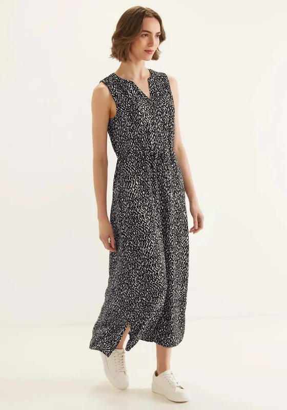 Street One Abstract Print Sleeveless Maxi Dress, Black & White Chic Button-Up Maxi Dress