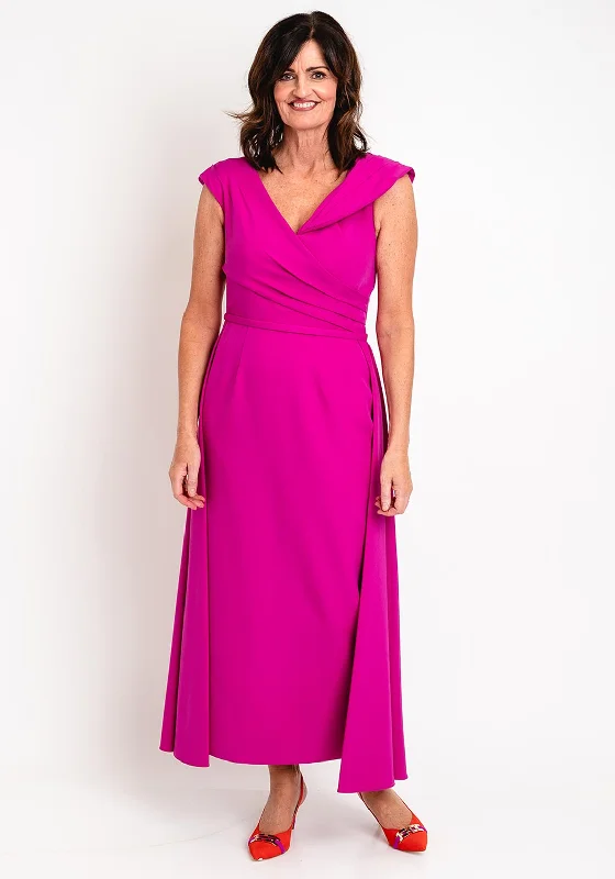 Veni Infantino Overskirt Maxi Dress, Magenta Fashionable Faux Wrap Maxi Dress