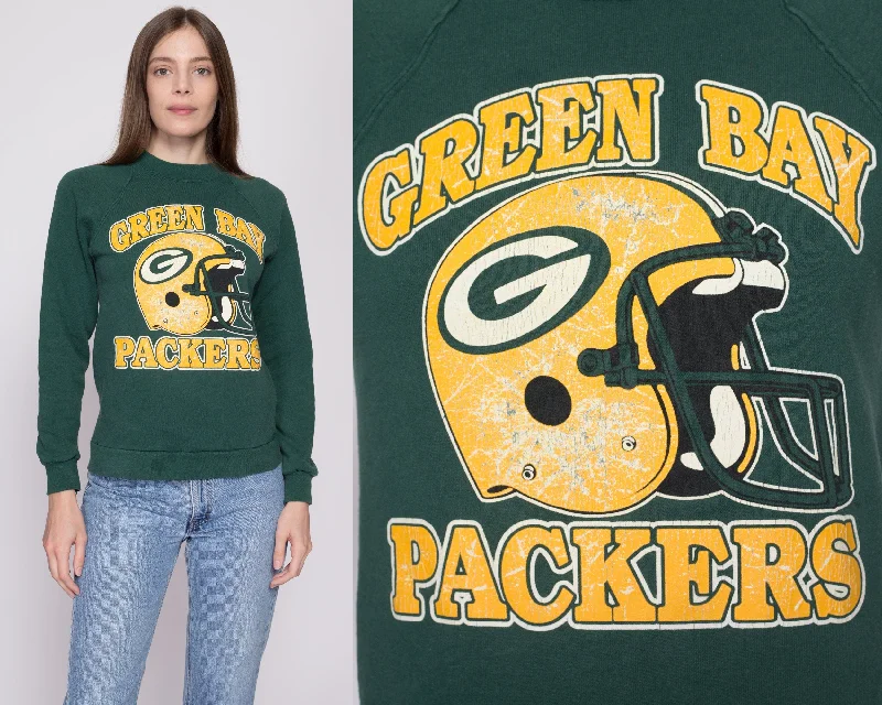 80s Green Bay Packers Sweatshirt - Unisex Small Hoodie with Side Slits Relaxed Casual