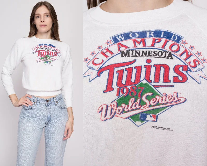 80s Minnesota Twins World Series Sweatshirt - Petite Extra Small Hoodie with Hem Patch Decorative Personalized