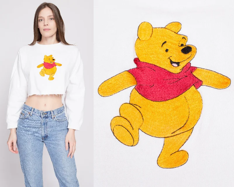 90s Winnie The Pooh Crop Top Sweatshirt - Extra Large Hoodie Sweatshirt Pullover