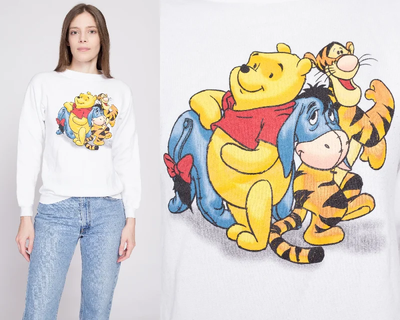 90s Winnie The Pooh & Friends Sweatshirt - Extra Small Hoodie with Half-Zip Sporty Casual