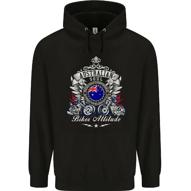 Australian Biker Australia Motorcycle Bike Mens 80% Cotton Hoodie Hoodie with Hem Drawcord Adjustable Customizable