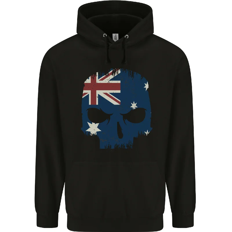 Australian Skull Australia Gym Biker Flag Mens 80% Cotton Hoodie Hoodie with Button Placket Classic Preppy