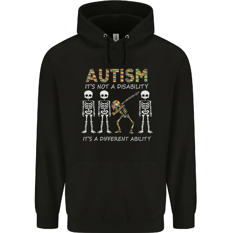 Autism A Different Ability Autistic ASD Mens 80% Cotton Hoodie Hoodie with Exposed Zipper Edgy Industrial