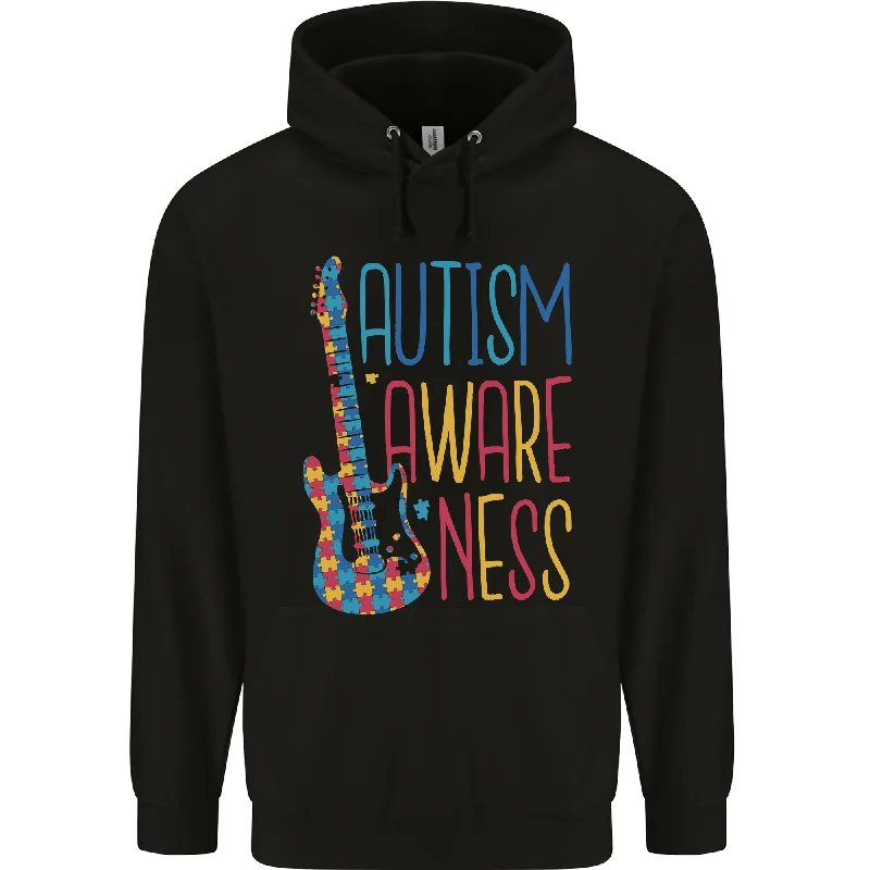 Autism Awareness Guitar Guitarist Mens 80% Cotton Hoodie Hoodie with Zipper Versatile Modern