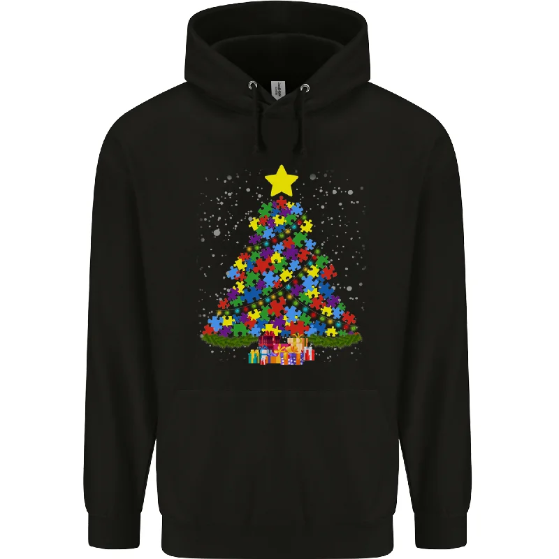 Autism Christmas Tree Autistic Awareness Mens 80% Cotton Hoodie Hoodie with Crew Neck Simple Timeless