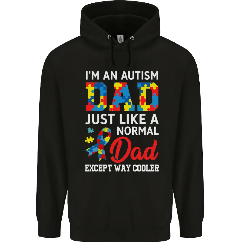 Autism Dad Autistic Fathers Day ASD Mens 80% Cotton Hoodie Hoodie with Hem Ribbing Snug Secure