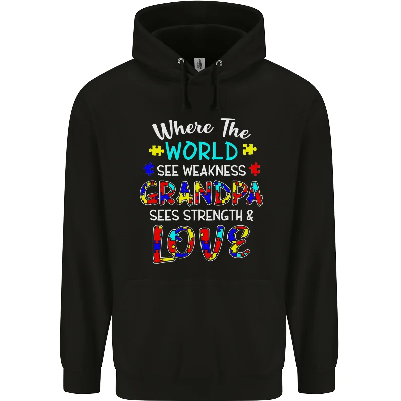 Autism Grandpa Sees Love Strength Autistic Mens 80% Cotton Hoodie Hoodie with Monochrome Minimalist Simple