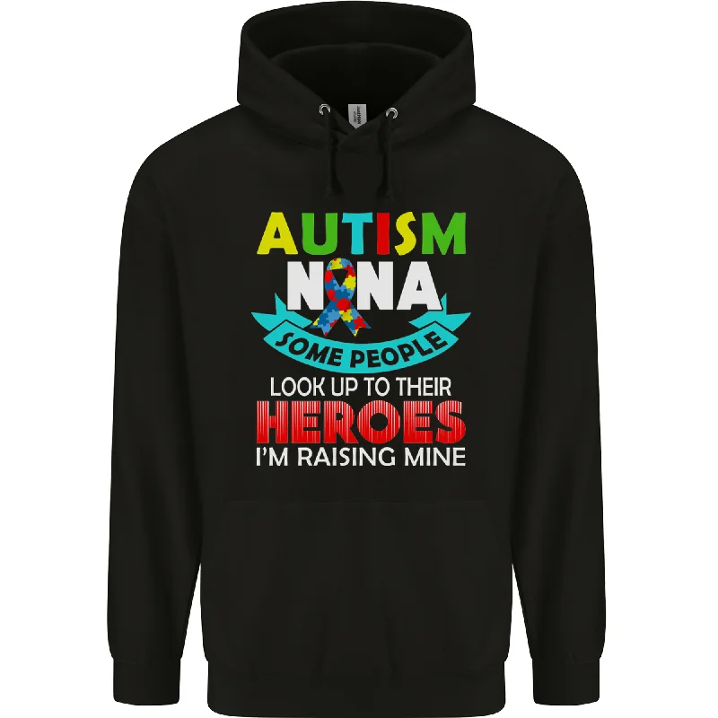 Autism Nana Grandparents Autistic ASD Mens 80% Cotton Hoodie Hoodie with Crew Neck Simple Timeless