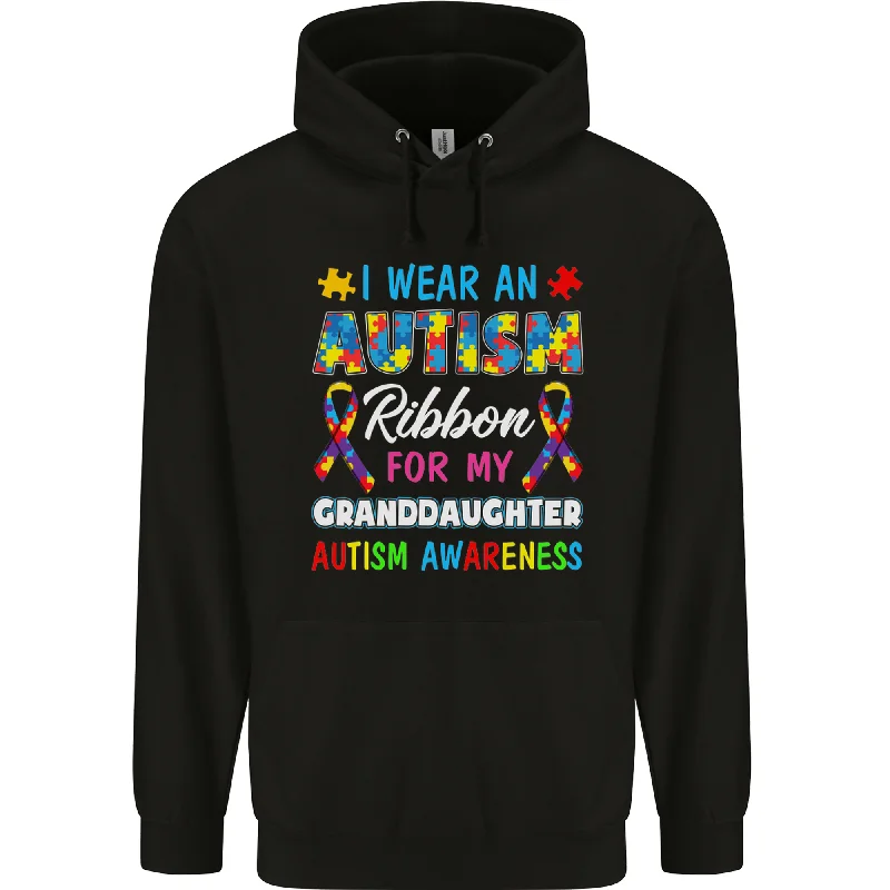 Autism Ribbon For My Granddaughter Autistic Mens 80% Cotton Hoodie Hoodie with Logo Branding Identity