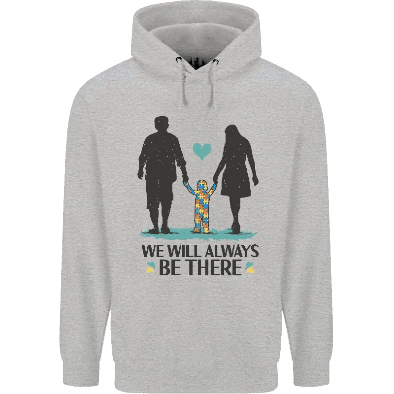 Autism We Will Always Be There Autistic Mens 80% Cotton Hoodie Hoodie with Side Slits Relaxed Casual