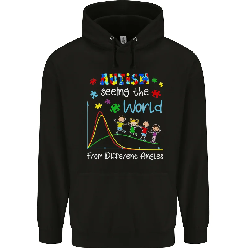 Autism World From Different Angles Autistic Mens 80% Cotton Hoodie Hoodie with Typography Text Message