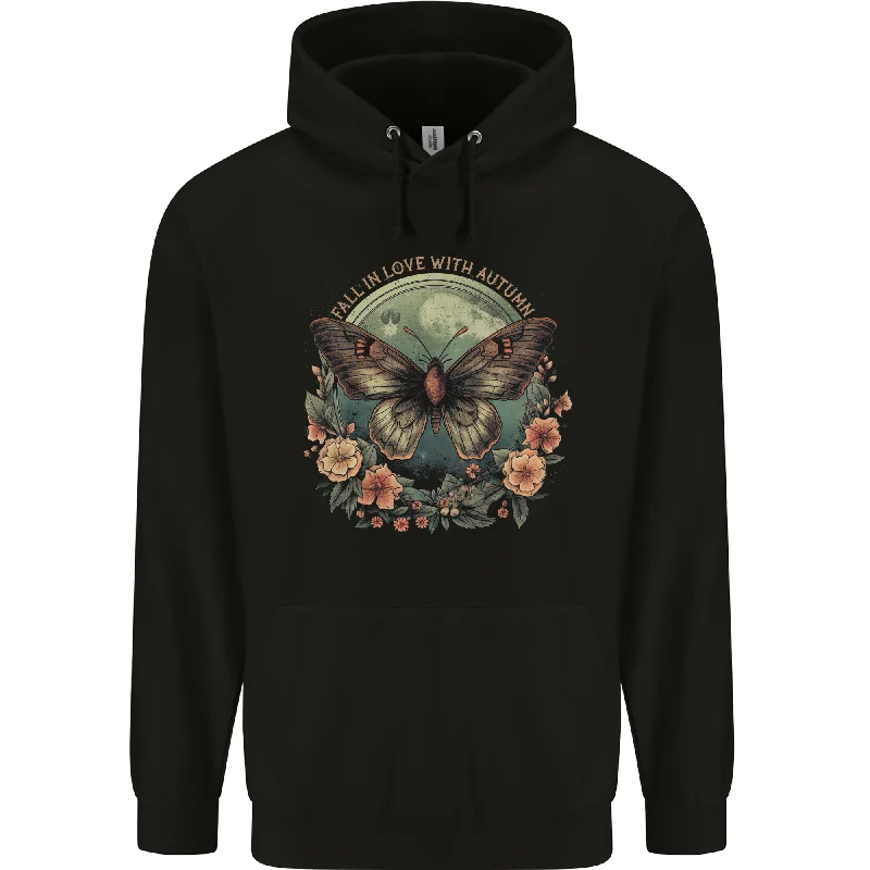 Autumn Butterfly and Flowers Mens 80% Cotton Hoodie Hoodie with Color Block Contrast Stylish