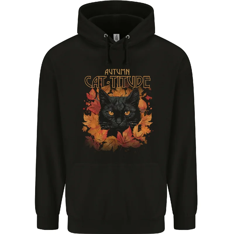 Autumn Catitude Cat Mens 80% Cotton Hoodie Hoodie with Neon Bright Vibrant