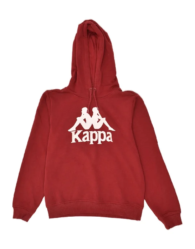 KAPPA Womens Oversized Graphic Hoodie Jumper UK 6 XS Red Cotton Hoodie with Oversized Fit Loose Comfortable