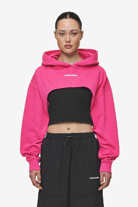 Mina Super Cropped Hoodie Washed Digital Pink Hoodie with Neon Bright Vibrant