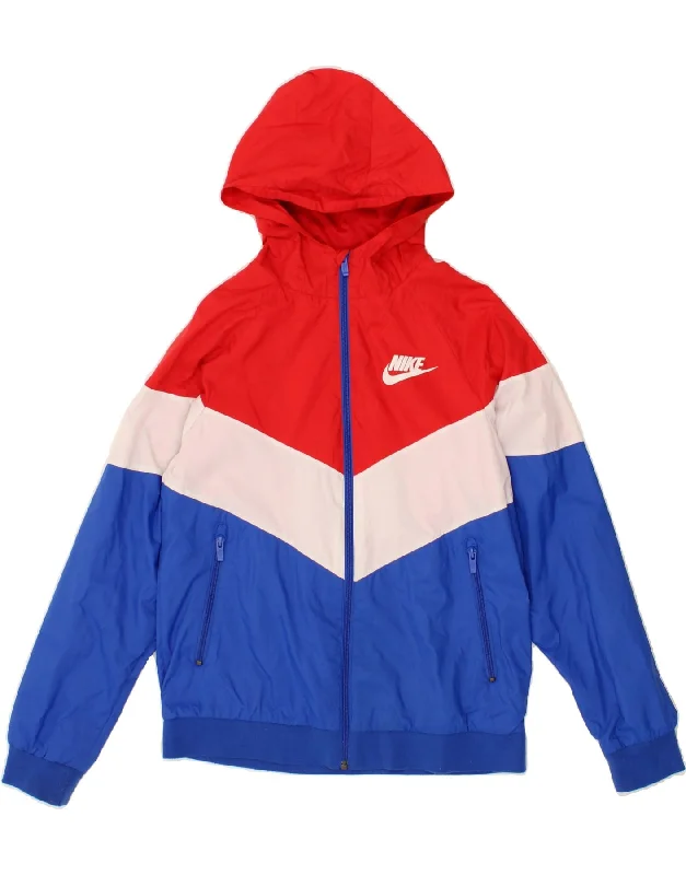 NIKE Boys Graphic Zip Hoodie Sweater 13-14 Years XL Multicoloured Hoodie with Mesh Breathable Sporty