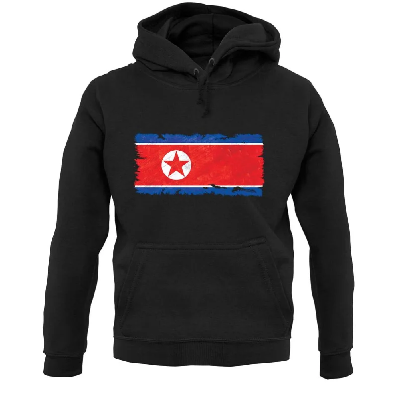 North Korea Grunge Style Flag Unisex Hoodie Hoodie with Oversized Fit Loose Comfortable