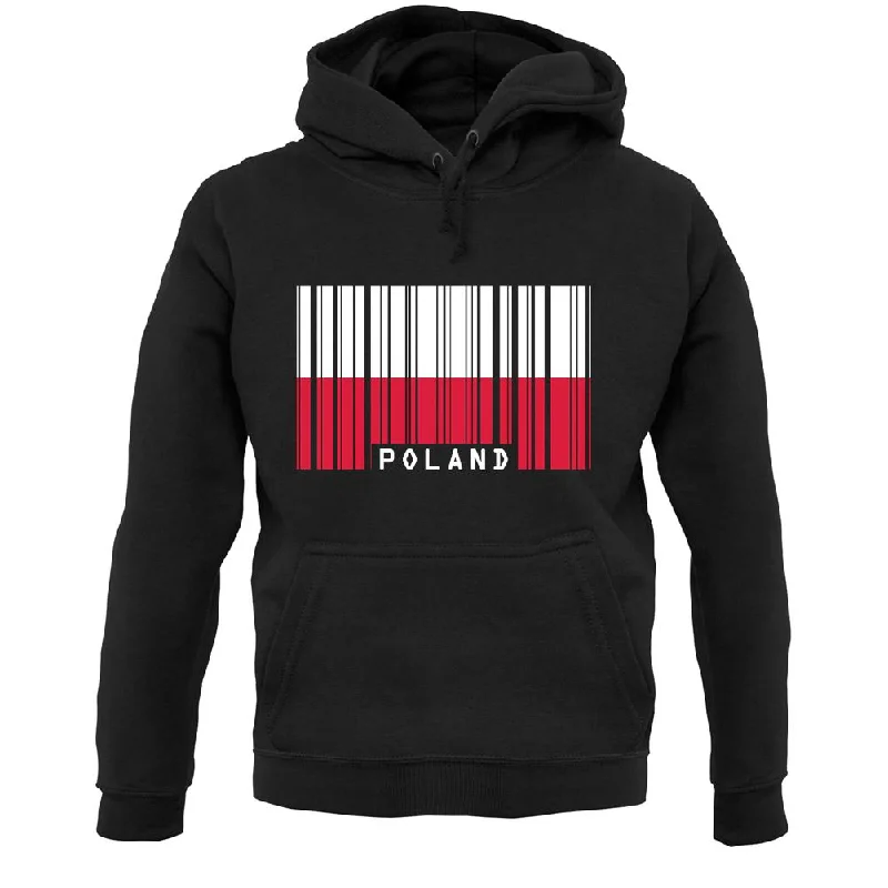 Poland Barcode Style Flag Unisex Hoodie Hoodie with Button Classic Timeless