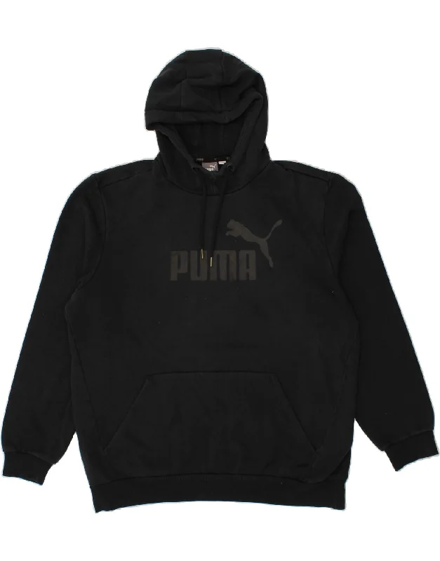 PUMA Mens Graphic Hoodie Jumper XL Black Cotton Hoodie with Drop Shoulder Relaxed Streetwear