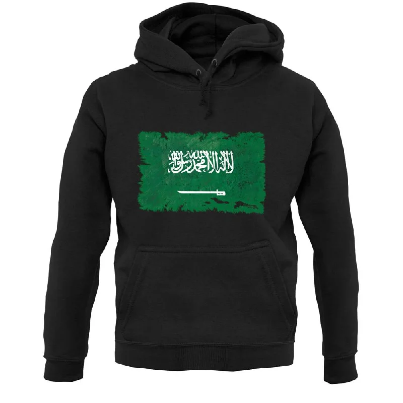 Saudi Arabia Grunge Style Flag Unisex Hoodie Hoodie with Neon Bright Vibrant