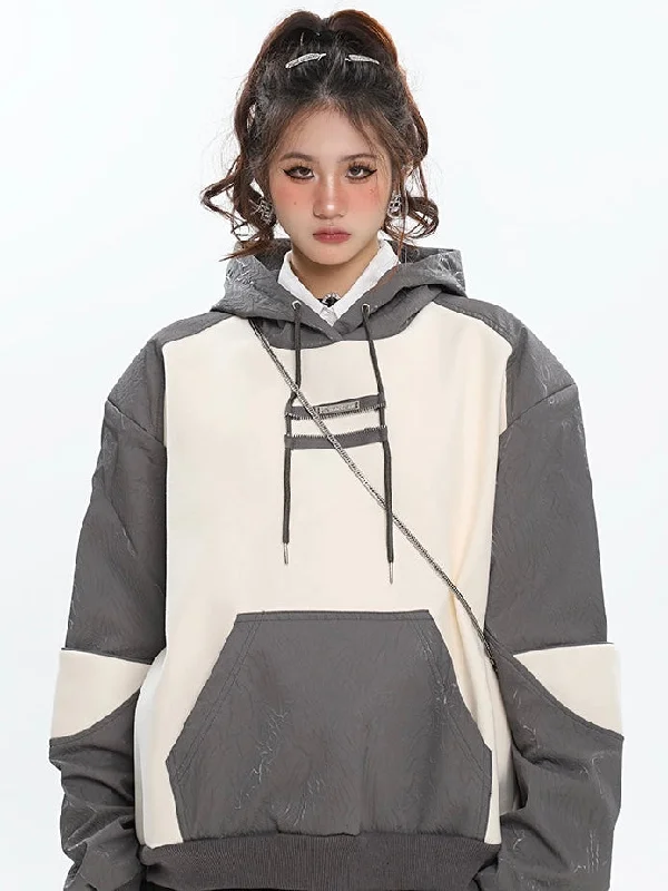 Sydnee Contrast Color Long Sleeve Zebra Stripe Reflective Silver Hoodie Hoodie with Sequins Glamorous Eye-catching