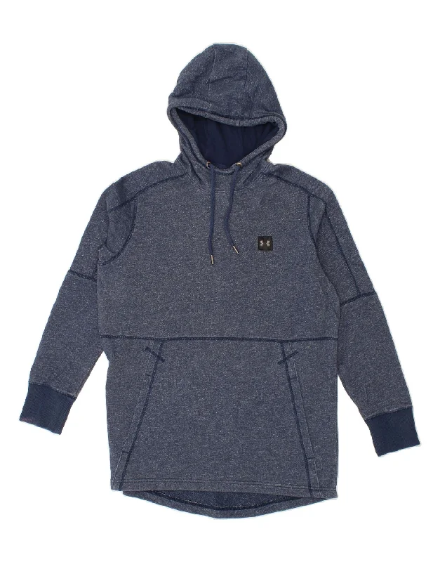 UNDER ARMOUR Mens Hoodie Jumper Large Navy Blue Cotton Hoodie Jacket Zipper Layering