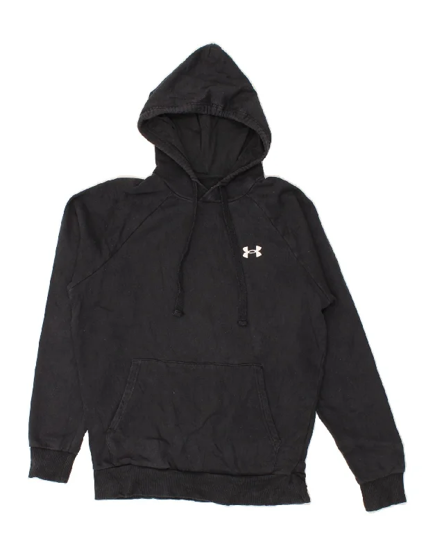 UNDER ARMOUR Mens Hoodie Jumper Small Navy Blue Cotton Hoodie with Hood Adjustable Protection