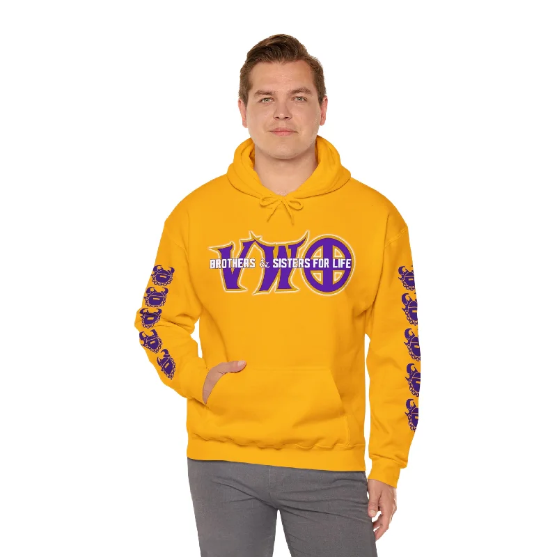 Unisex Heavy Blend™ Hooded Sweatshirt - VWO Brothers & Sisters + Game Day Helmet (Sleeves) Hoodie with Hem Fringe Bohemian Relaxed