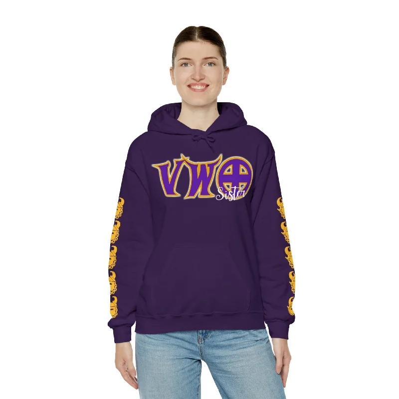 Unisex Heavy Blend™ Hooded Sweatshirt - VWO Sister + Game Day Helmet (Sleeves) Hoodie with Batwing Sleeves Loose Dramatic