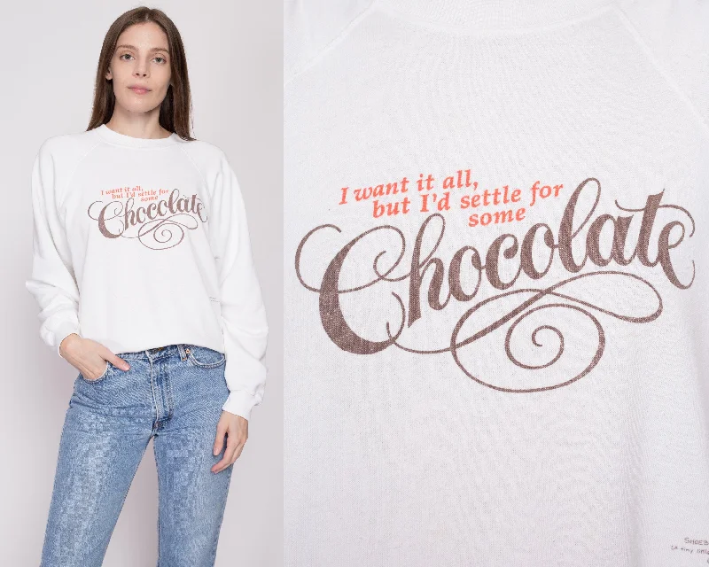 XL 90s "I'd Settle For Some Chocolate" Sweatshirt Hoodie with High Neck Warm Protective