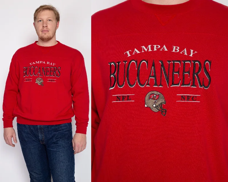 XL 90s Tampa Bay Buccaneers Sweatshirt Hoodie with Logo Branding Identity